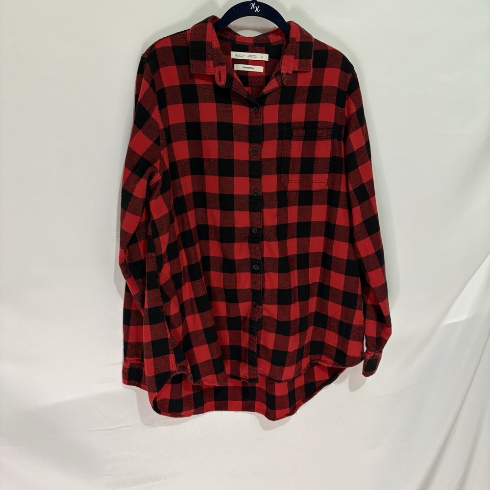 Woolrich Shirt Women Size Large Pemberton Red Plaid Flannel Long Sleeve Buttons